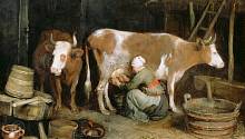 Герард Терборх «Девица, доящая корову»