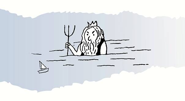 бог морей Нептун, иллюстрация