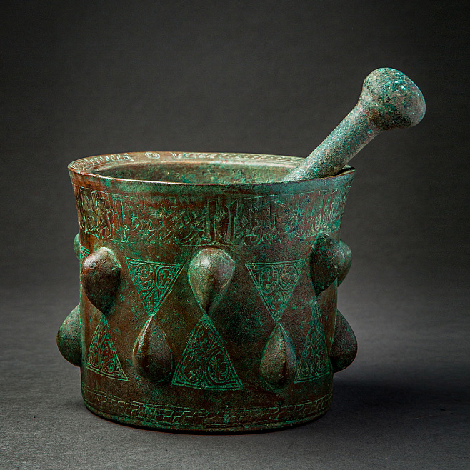 Бронзовая ступка и пестик, XII–XIII века, Центральная Азия